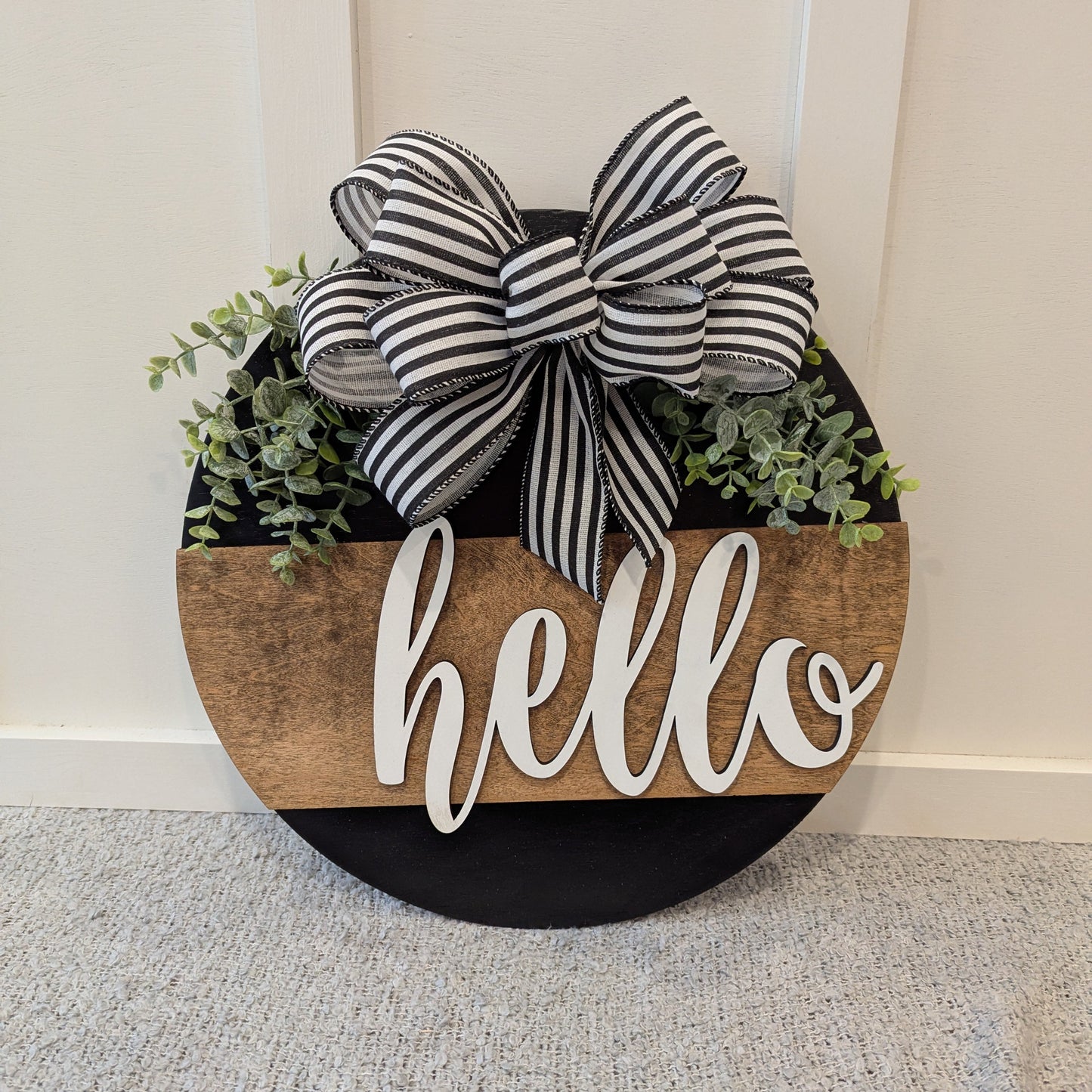 Hello Door Hanger- Wood Stained 2 image 0
