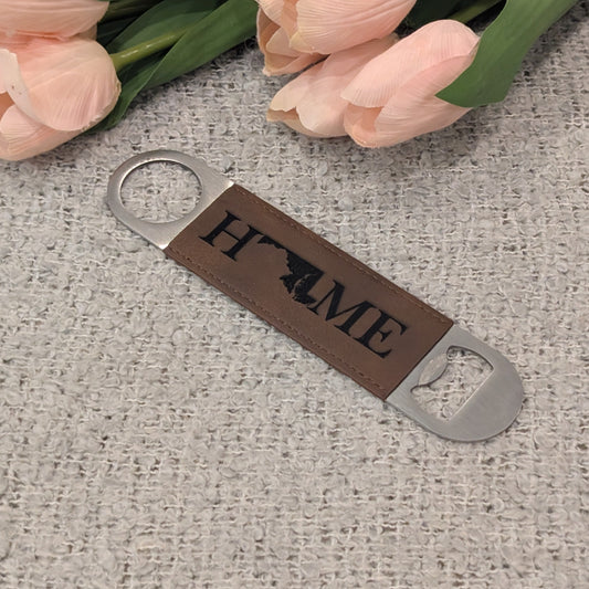 Engraved Leather Bottle Opener image 0