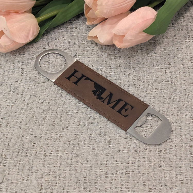 Engraved Leather Bottle Opener image 0