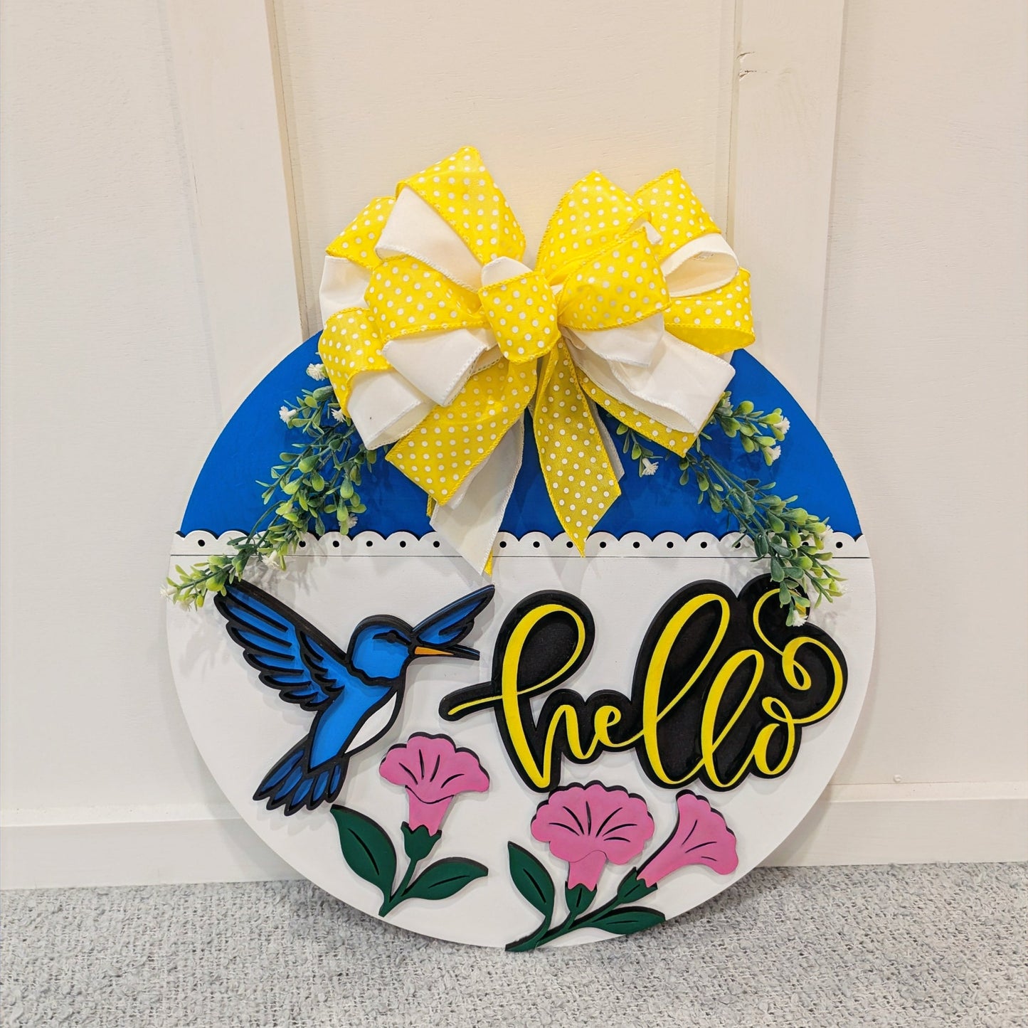 Hello Door Hanger- Hummingbird image 0
