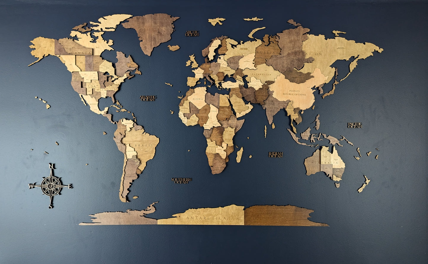 Multi-Layer Wooden World Map image 0